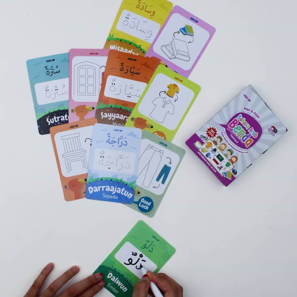 Flash Card Wipe & Clean Bahasa Arab Benda - Kartu Belajar Anak Bergambar - Konsep Studio